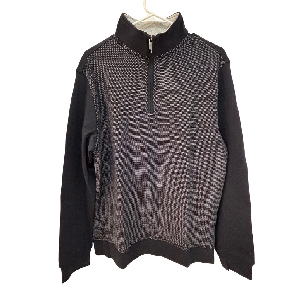 Ted Baker Mens 1/4 Zip Pullover Textured Mock Neck Sweater Navy Size M